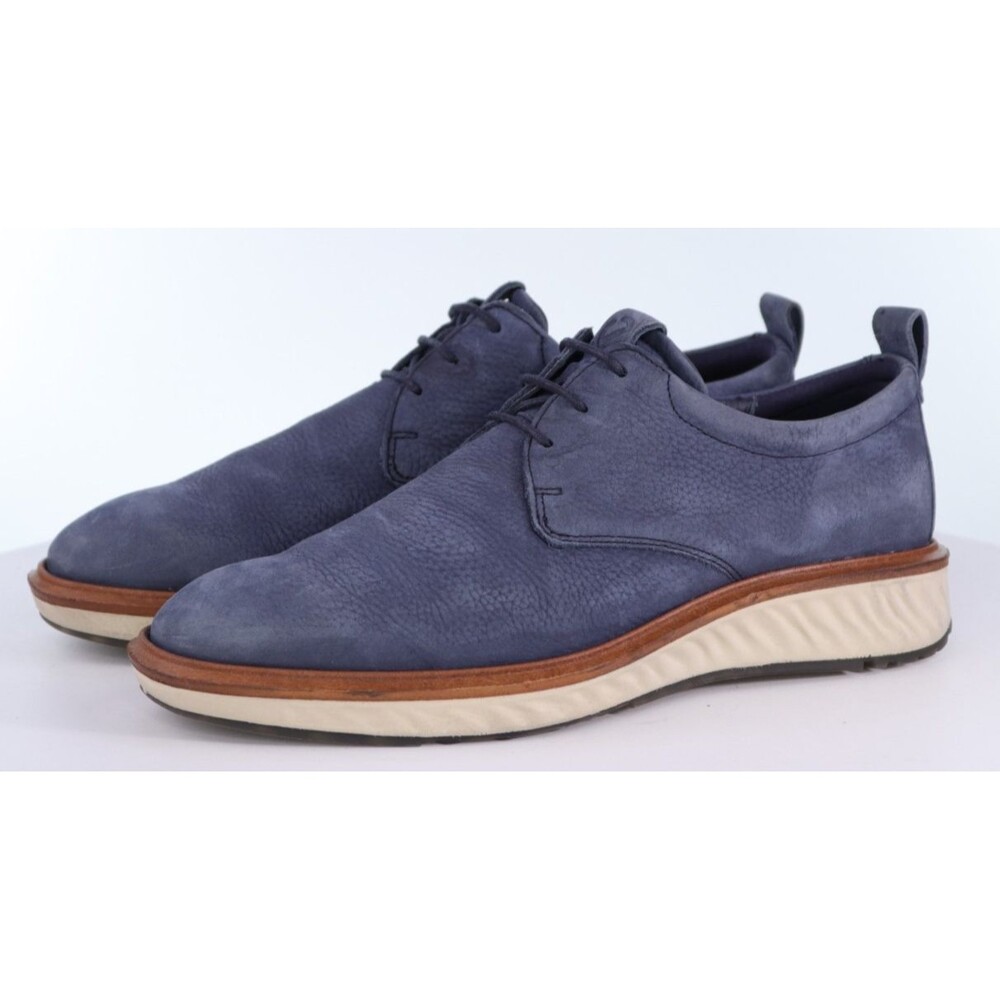 ECCO ST.1 Hybrid Men's Plain Toe Derby Shoes Size EU 40 US 6-6.5 Leather Blue